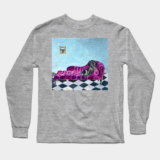 Purple Sofa Long Sleeve T-Shirt by Novaart